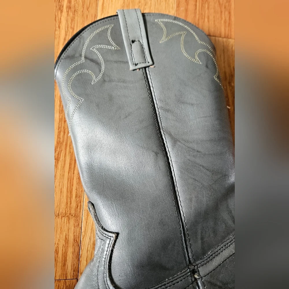 Vintage DINGO 5965 Gray Distressed LEATHER Western Cowboy Boots Mens Size 8 D